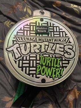 Loungefly Teenage Mutant Ninja Turtles Silver & Green Turtle Power Crossbody Bag